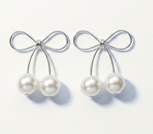 Pearl Bow Knot Studs