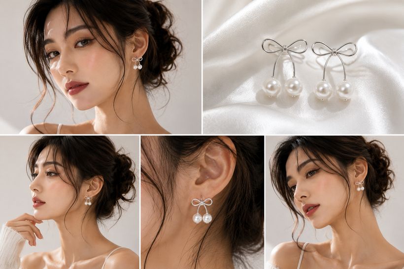 Pearl Bow Knot Studs lifestyle